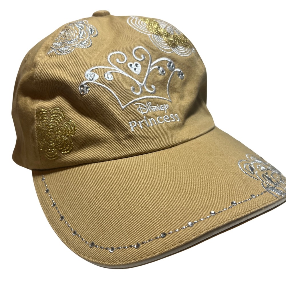 Disney Princess Tan Embroidered Tiara Rhinestone Baseball Cap Hat Kids Large NWT - Picture 11 of 14